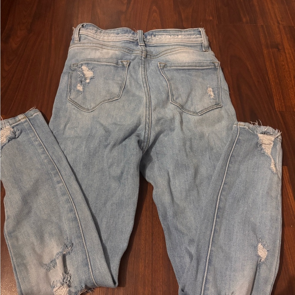 Trendy Light Blue Distressed Skinny Jeans
